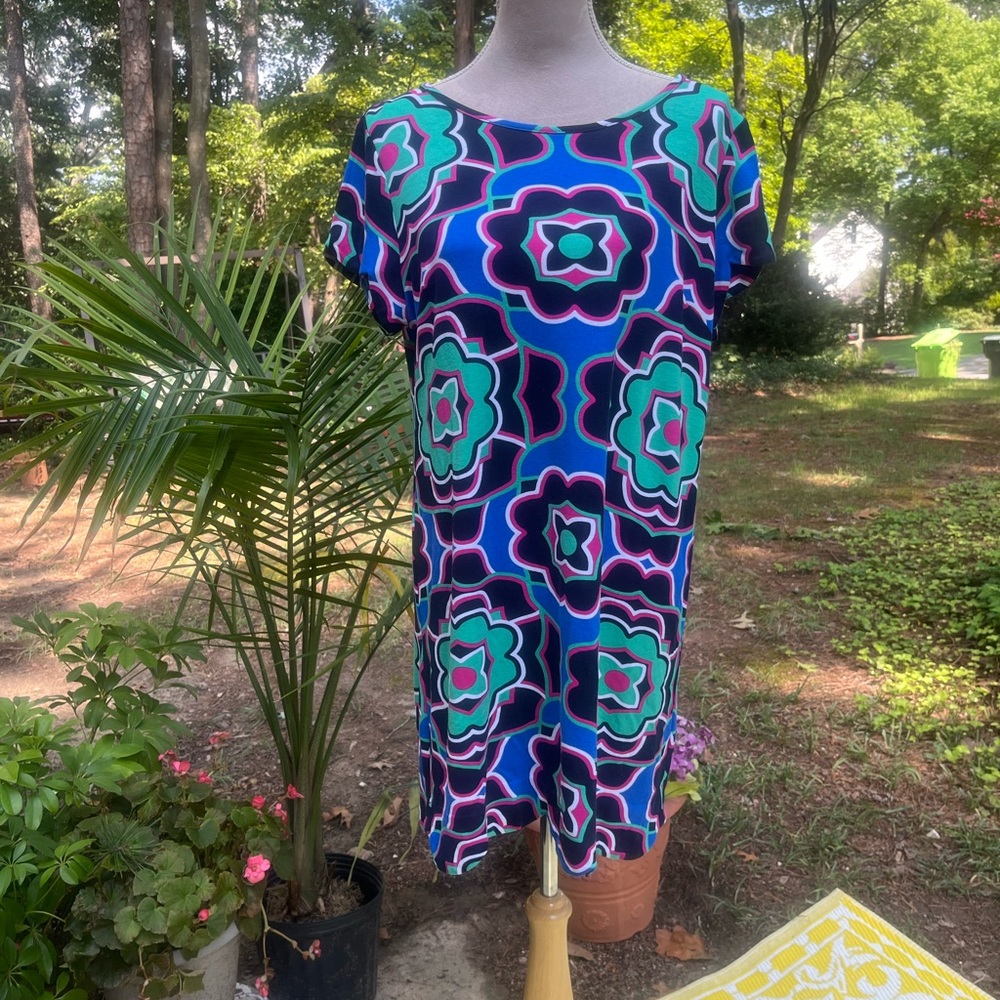 Crown & Ivy Print Dress 70’s Inspired Floral, Petite Large, EUC Summer Soirée